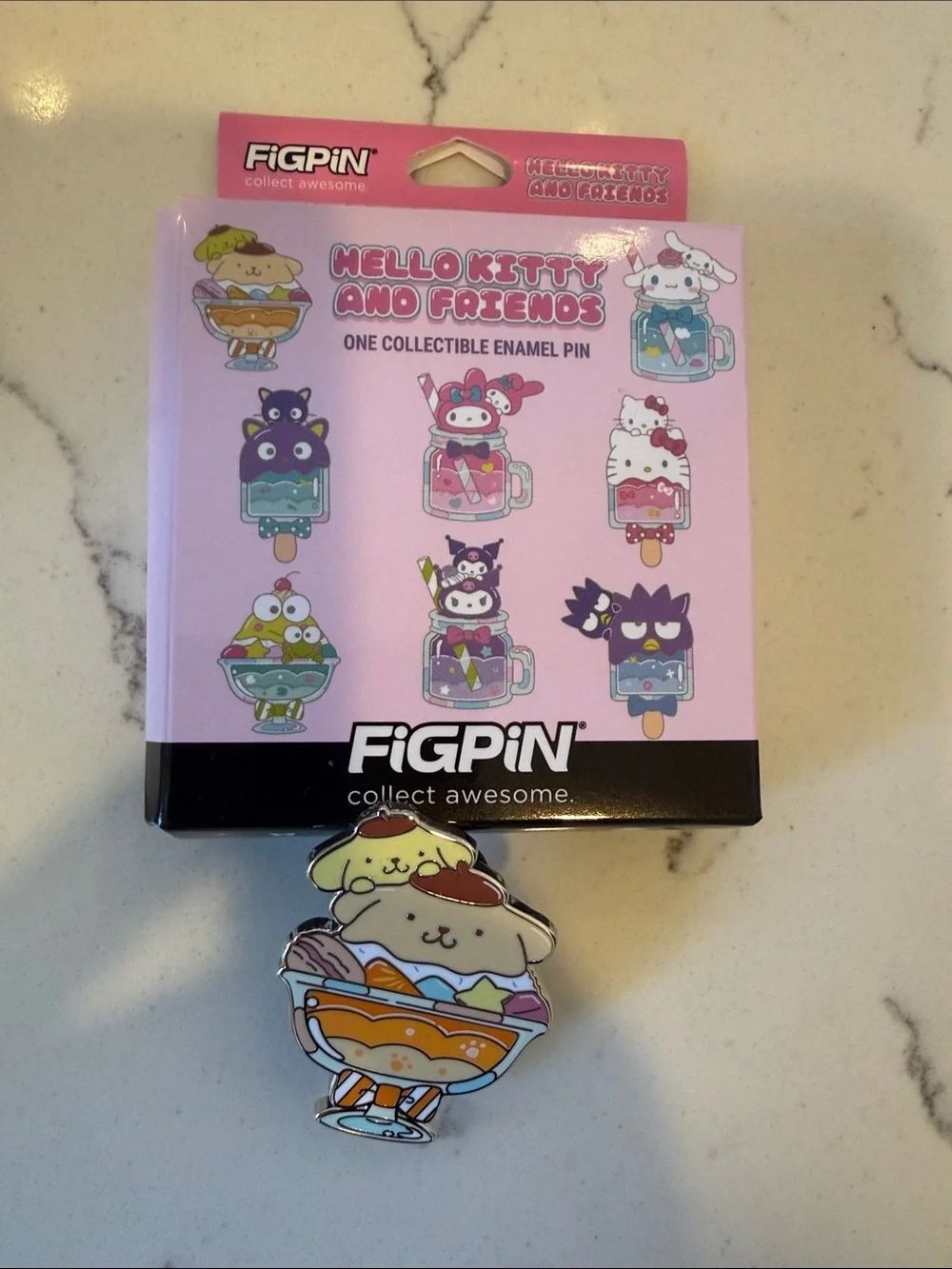 Hello Kitty Pompompurin Ice Cream Sundae Enamel Pin - Yellow, Cream, Pink